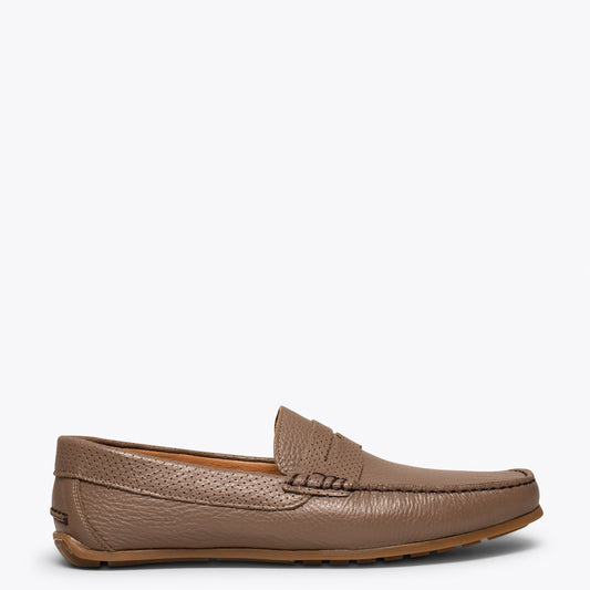 Calçado casual masculino de couro MOCCASIN TAUPE 