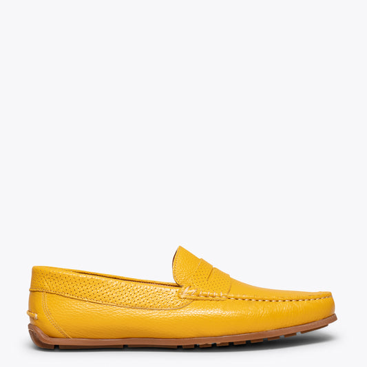 Calçado casual masculino de couro MOCCASIN AMARELO 