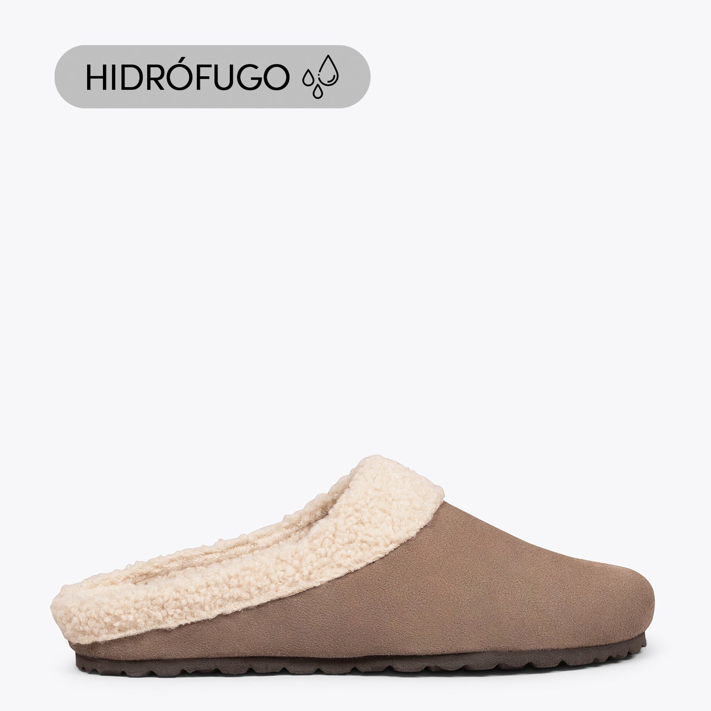 DREAM HOME Zapatillas con borreguito para hombre TAUPE