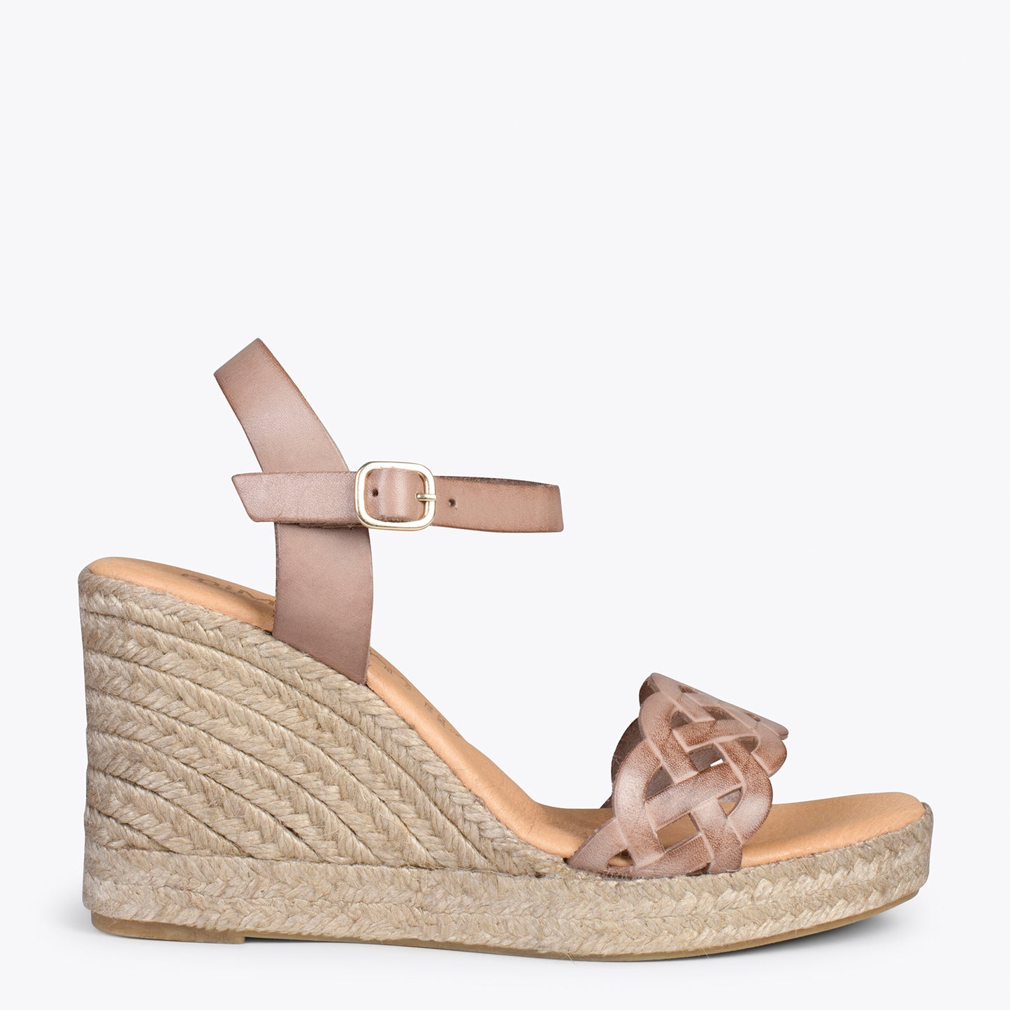 OASIS – Wedges en sparte grillé avec galon TAUPE 