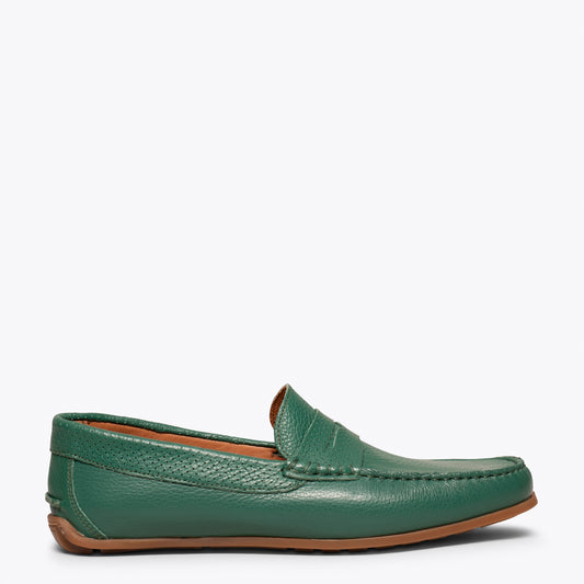 Calçado casual masculino de couro MOCCASIN VERDE 