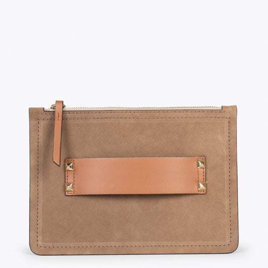 CLASSIC - Bolsa de ombro com zíper duplo TAUPE 