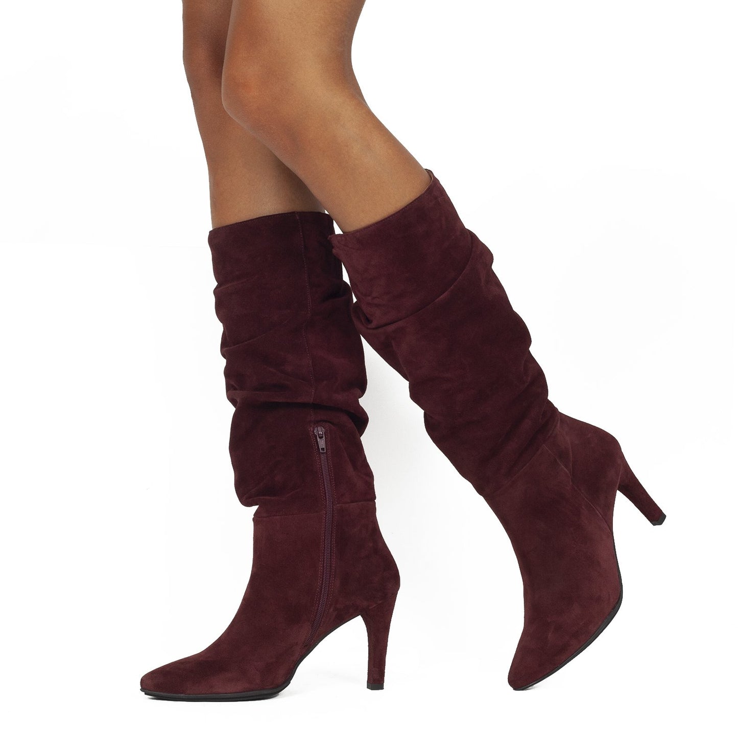 FASHION BOOT - Botas femininas enrugadas Borgonha 