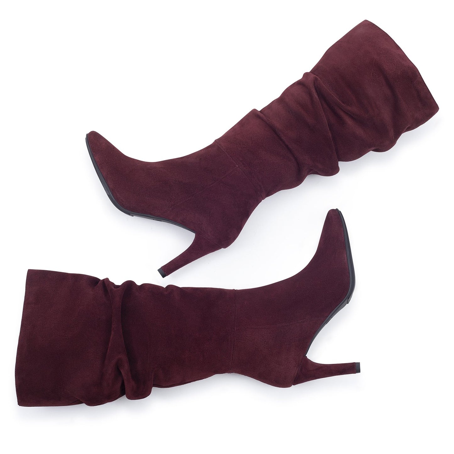 FASHION BOOT - Botas femininas enrugadas Borgonha 